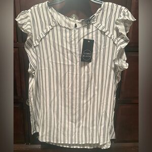 Como Black Striped Women's Top - White and Black